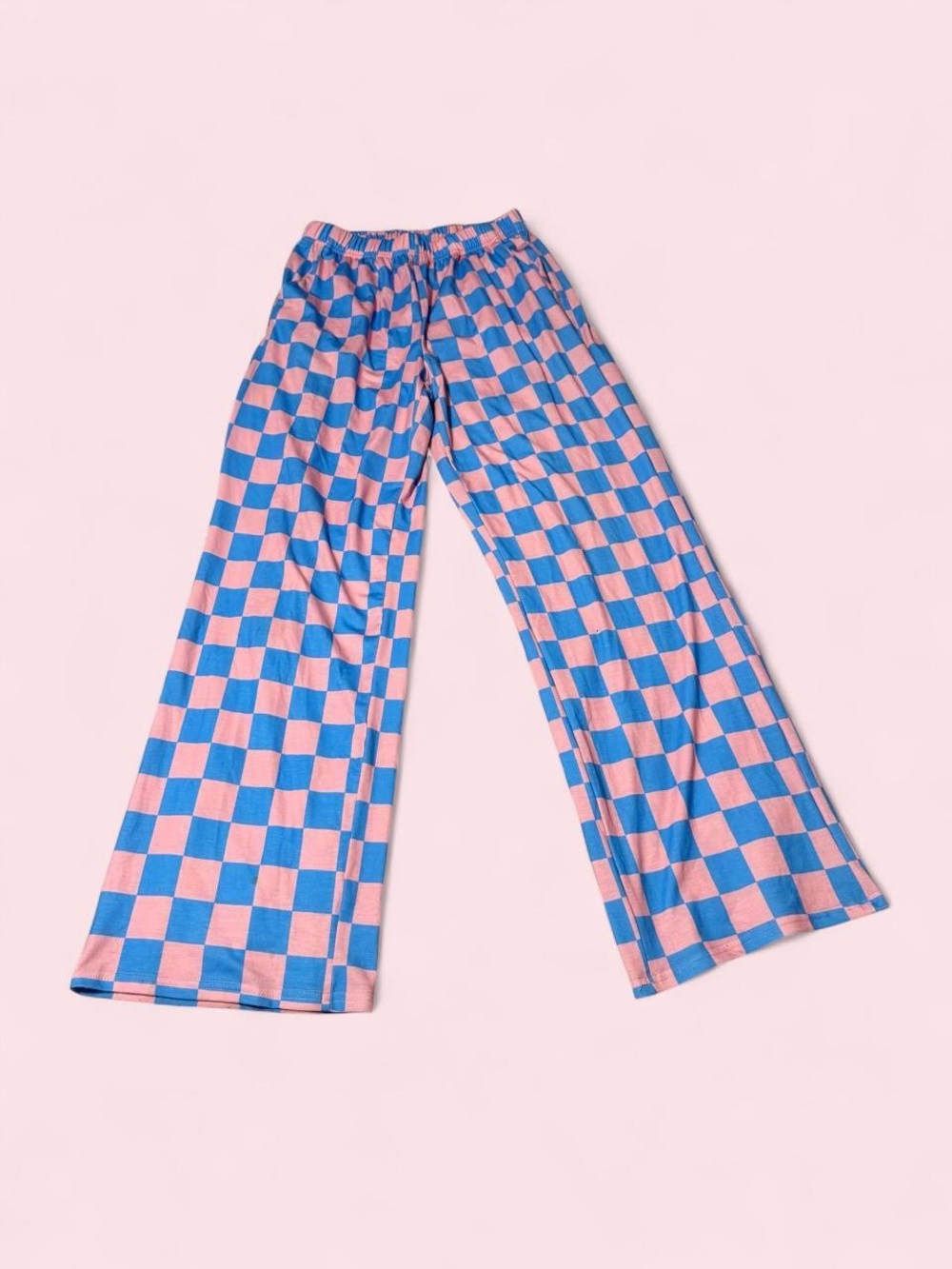 Boutique cotton candy Wide-Leg Checkerboard Pants - Blue & Pink